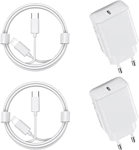30W Cargador Carga Rapida for iPhone 14/14 Pro/14 Pro Max/14 Plus 13 12 11 SE XR X XS 8 7, iPad Air Mini, AirPods, 2 Pack USB C Carregador Rapido 2M Cable USBC Rápida Cabezal Pared Charger Adaptador