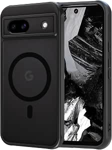 AOMYKE Funda Magnética para Google Pixel 8a, [Compatible con Magsafe]，Carcasa Translúcida Mate Trasera Fina PC+TPU Parachoques Antigolpes Caso - Negro