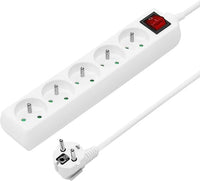 PremiumCord PP5K-07 base múltiple 7 m 5 salidas AC Blanco - Bases múltiples (7 m, 5 salidas AC, Tipo E / F, Blanco, 250 V, 10 A)