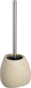 WENKO Escobillero WC Pion beige cerámica - Escobillero para el inodoro con cerdas de silicona, Cerámica, 12.5 x 38.5 x 12 cm, Beige
