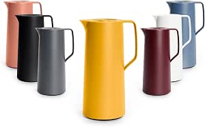 Emsa N41708 Motiva Jarra térmica, 1 litro, cierre de presión rápida, 12 h caliente, 24 h frío, bombilla de cristal, fabricada en Alemania, diseño nórdico, amarillo, amarillo mostaza