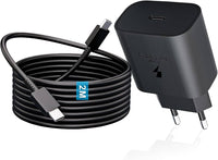 Cargador 25W de USB C con Cable de Carga USB - C, Carga Rápida para Samsung Galaxy S24/S24+/S24 Ultra/S23/S22/S21/Note20/Z Flip6/Z Fold6, i-Phone 16/16 Pro/16 Pro Max/16 Plus/15, iPad Pro/Mini/Air