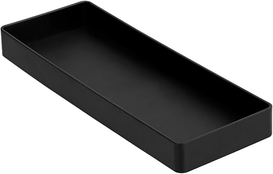 Amazon Basics Rectangular Organizador de plástico, media bandeja para accesorios, 23.9 x 8.4 x 2.5 cm, negro