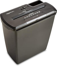 Amazon Basics Destructora de papel, tarjetas de crédito y CD con recipiente separable corte en tiras, capacidad de hasta 7-8 hojas negro, 32.5 L x 16.5 W x 33 H cm, 2.8 kg