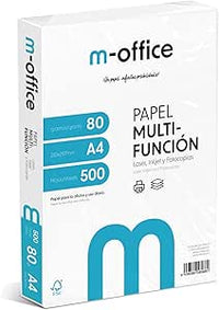 Confezione di fogli A4 80 g, confezione da 500 fogli, carta multifunzione per stampante inkjet e laser, fogli A4 210 x 297 mm, ideali per l'ufficio e la casa · m-office (500 fogli, 1 pacchetto)