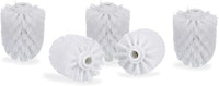 Relaxdays Juego de 5 cepillos de inodoro, escobillas de baño sueltas, rosca de 12 mm, cabezal de cepillo de repuesto de 7 cm de diámetro, blanco
