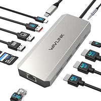 WAVLINK Estación de Acoplamiento para portátil, Displayport Docking Station con Dual DP, HDMI, 100W PD IN, 10Gbps USB A/C, Puerto 2.5G Ethernet para DELL/HP/Lenovo etc.