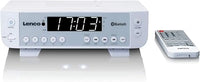 Lenco KCR-100 - Radio de Cocina bajo Mueble con Bluetooth, FM PLL, 5 presintonías, LED, 2x1 W RMS, Reloj con Temporizador, Mando a Distancia - Blanco