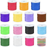 EBOBBY 1mm Cordón Cola de Rata -15 Colors - 25m/Roll - Cordillo de Nylon Satinkordel Cordillo de Pulsera Satinschnur para Perlas Collaro, Gioielleria, Makramee, Kumihimo