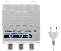 EDISION PSU-2402 Fuente de Alimentación para Amplificador de mástil Antenna TV, con Conector F, DC 24V 200mA, Frecuencias 5-862Mhz, 1 Entrada, 2 Salidas