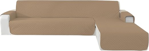 YSTELLAA Funda Sofa Chaise Long 4 Plazas, Café Claro