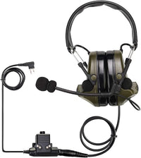Retevis EHK007 Auriculares Tácticos Airsoft, IPX4, Electrónico, Reducción de Ruido de 28db, Auriculares Protegen Audición para Motorola 2 Pin para Ejercicios Airsoft CS (1 Pieza)