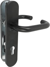 Amig - Juego de Manilla con Placa de Polipropileno para Puertas - 245 x 45 mm - Cuadradillo de 8 mm - Diseño Sencillo ideal para tu hogar u oficina - Con Bocallave - Acero y Polipropileno Negro
