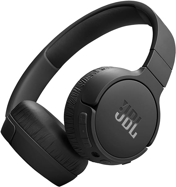 JBL Auriculares Tune 670 NC, auriculares supraaurales inalámbricos ligeros con cancelación de ruido adaptativa, Bluetooth y 70 horas de batería, negro