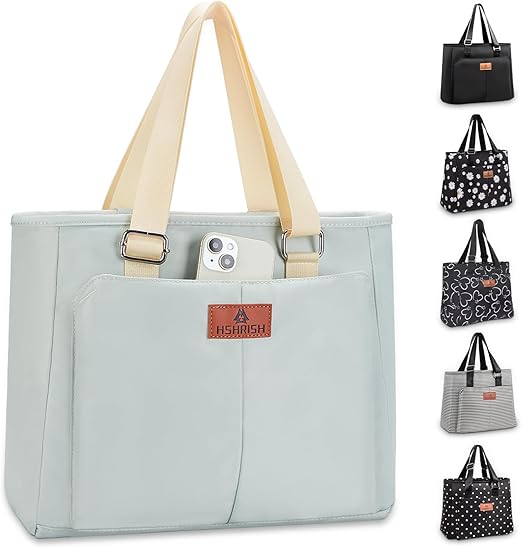 HSHRISH Bolsa Termica Porta Alimentos Mujeres,bolso nevera trabajo mujer Bolsa de almuerzo isotérmica portátil multifuncional para mujeres, trabajo, compras, picnic, playa, exterior, 15L hierba verde