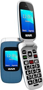 WUUM Clap – Teléfono Móvil de Tapa con Doble Pantalla | Teclas y Números Grandes | 2 Memorias Directas y botón SOS | Bluetooth | Gran Batería 800mAh | USB-C | Azul