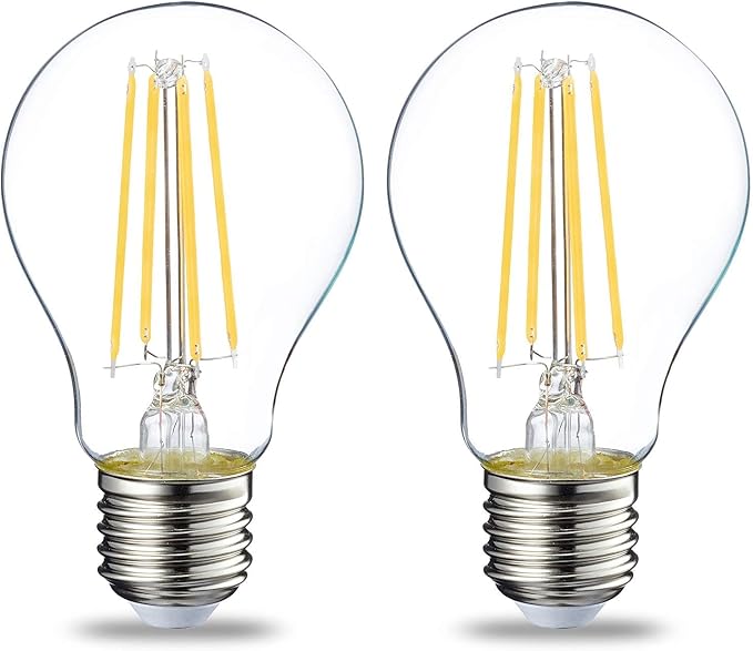 Amazon Basics LED-Leuchtmittel, Edison-Sockel E27, 7 W (entspricht 60-W-Glühbirne), WarmBlanco, nicht dimmbar, klares Filament, 2er-Pack