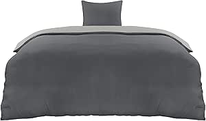 Utopia Bedding Funda Nordica Cama 90 - Microfibra Juego de Funda de Edredon 135x200 cm y 1 Funda de Almohada 80x80 cm (Gris Oscuro/Gris Claro)