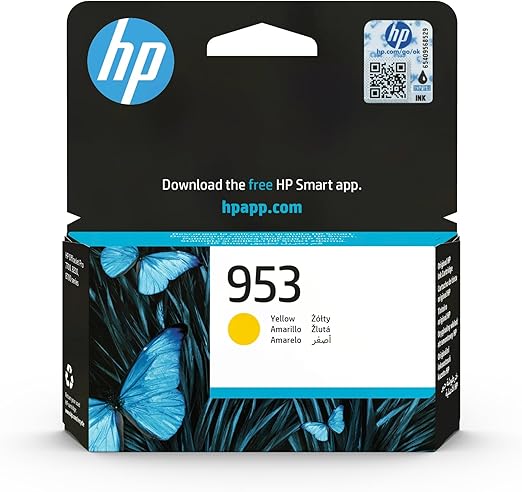 HP 953 F6U14AE, Amarillo, Cartucho de Tinta Original, compatible con impresoras de inyección de tinta HP OfficeJet Pro 7720, 7730, 7740, OfficeJet Pro Series 8000