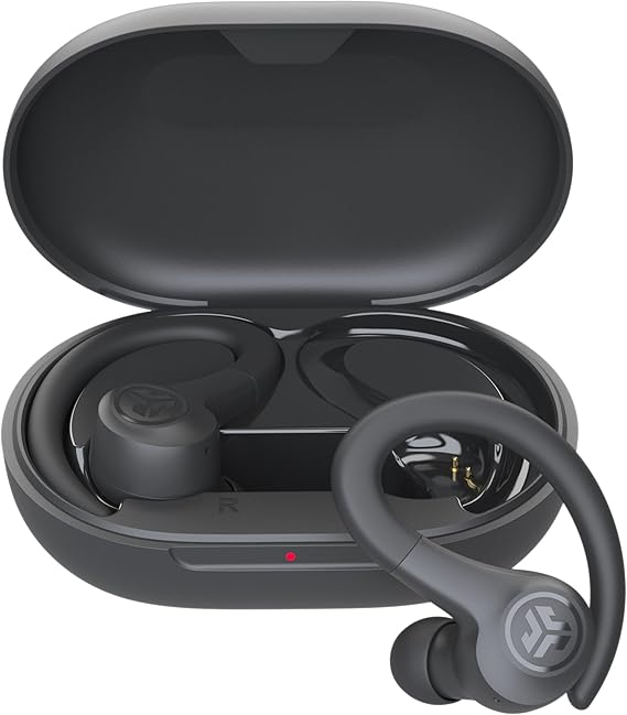 JLab Go Air Sport+ - Auriculares Bluetooth Deportivos, Auriculares Inalambricos Deportivos - 35+ Horas Autonomia, Auricular Deportivo IP55 Resistente al Sudor, Audifonos Inalambricos, Grafito