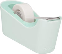 Scotch Dispensador de Cinta Adhesiva C18, Verde Menta + 1 Rollo de Cinta Invisible Scotch Magic 19 mm x 33 m - Dispensador Rellenable para Escuela, Hogar y Oficina