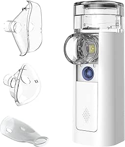 mini Air 360+ Distribuido por OMRON | Nebulizador mesh portátil silenciosa para adultos y niños | Para aliviar la tos y el resfriado | 2 mascarillas y boquilla incluidas, recargable mediante micro-USB