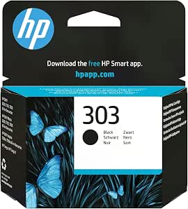 HP 303 T6N02AE, Cartucho de Tinta Original Negro, Paquete Individual (el embalaje puede variar), compatible con impresoras HP ENVY Photo, ENVY All-in-One, HP Tango, Tango X