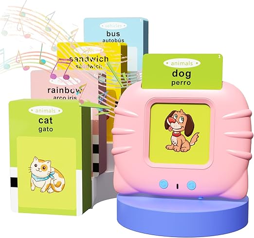 Juguetes Niña Tarjetas Flash Parlantes Regalo Niñas 1 2 3 4 5 Años, Juego Educativo Audibles para Niños 1-6 Años Regalos Niñas, 112 Hojas 224 Español Inglesas Palabras Montessori Juguete