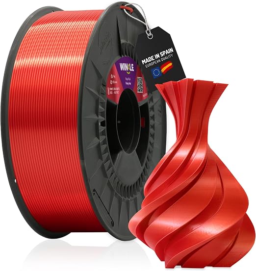 WINKLE Filamento PLA Silk (Seda) Rojo Rubí 1.75mm 1kg, Impresora 3D