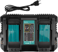 LabTEC Cargador de batería Dual Ports para Makita 14.4V-18V BL1415, BL1430, BL1830, BL1840, BL1850, BL1850B, BL1860B, Compatible con la batería de la Herramienta eléctrica Makita DC18RD