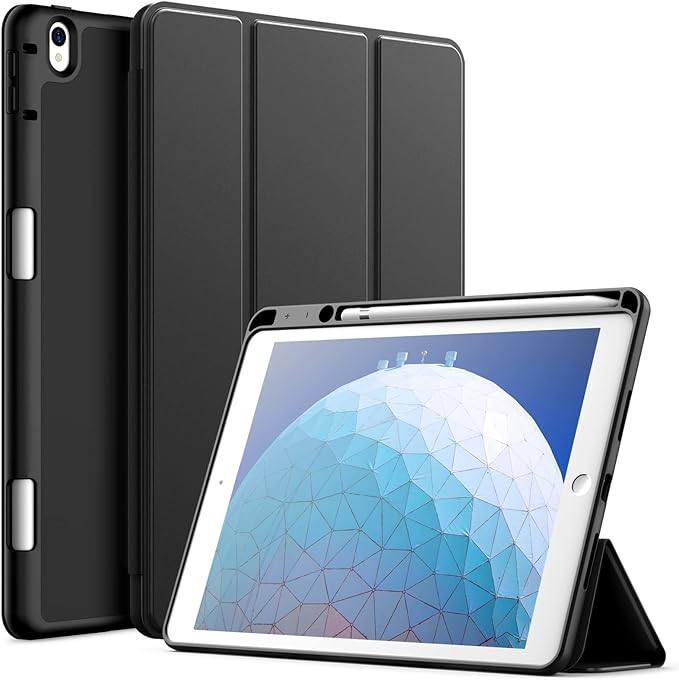 JETech Funda para iPad Air 3 (10,5 Pulgadas 2019, 3ª Generación) y iPad Pro 10,5 con Portalápiz, Delgada Tableta Cover Carcasa con Parte Posterior de TPU Suave (Negro)