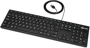 Amazon Basics Teclado con Cable USB y Base Fina, diseño español, Negro Mate