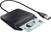 Trust Primo DNI Kartenlesegerät Personalausweis, Smartcard Leser, Konform mit FIPS 201, FIPS TAA und ISO 7816 Klasse A, B, C, Card Reader, 100 cm USB Kabel, Plug & Play, Schwarz