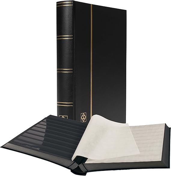 Leuchtturm 321487 Álbum para coleccionismo de Sellos - Stock-Book Basic - 64 páginas DIN A4 Negro - sin Forro, Negro