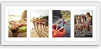 Americanflat Collage Marco de Fotos 20x51 cm - Marco con Paspartú per Cuatro 10x15 cm Fotos o Marco de 20x51 cm Sin Paspartú - MDF Blanco con Vidrio Resistente y Accesorias de Colgada en la Pared