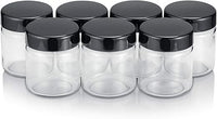 SEVERIN 7 Tarros de vidrio de 150 ml para yogurtera, con tapa antiderrames 100% libre de BPA. Tarros para leche, crema, pure de bebé, gris oscuro EG 3514