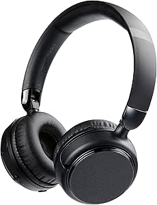 Amazon Basics Auriculares supraaurales inalámbricos Bluetooth, 35 Horas de reproducción, Color Negro