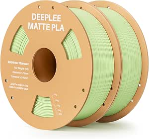 DEEPLEE PLA Mate 1.75 mm, Kit 2 Bobinas Verde Menta (2 x 1 kg), 2 kg. Acabado Mate Uniforme. Alta Precisión ±0.02 mm. Enrollado Perfecto Sin Atascos. Compatible con Impresoras FDM.