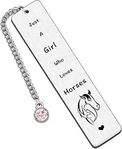 HULALA Marcapáginas de caballos, regalos para niñas, cumpleaños, Navidad, amigos, amantes de los caballos, Just A Girl Who Loves Horses