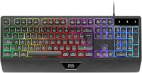 Mars Gaming MK124, Langue Français, Clavier Ergonomique H-Mech, Repose-Poignets Intégré, Éclairage FRGB Rainbow, Gaming Antighosting Avancé, Multiplateforme, Noir