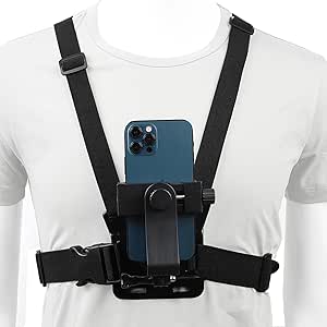 PellKing Soporte para teléfono móvil con arnés de Montaje en el Pecho, Correa para teléfono Celular, Clip para cámara de acción POV para Samsung iPhone Plus, etc