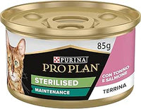 Purina Pro Plan Comida Húmeda para Gato Esterilizado Adulto Terrina con atún y salmón, 24 latas de 85g