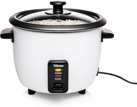 Tristar RK-6117 - Arrocera, Capacidad 0.6 litros, Función para Mantener el Calor, Apagado Automático, incluye Taza Medidora, Espátula y Cuchara, 300 W