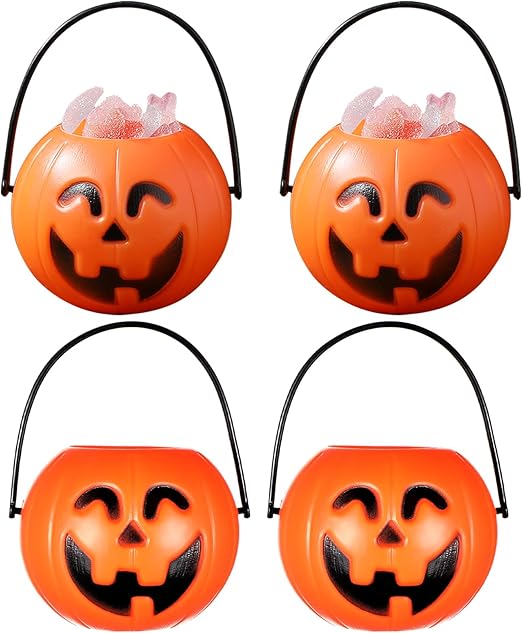 SAFIGLE 20 unids mini cubos de calabaza plástico cubo naranja cubo de caramelo linterna cestas de calabaza decoración cubo calabaza Halloween calabaza calabaza calabaza dulces maquillaje