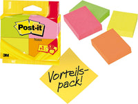 Post-it Notes, Verschiedene Neonfarben, Promotion, 3 Blöcke + 1 GRATIS, 38 mm x 51 mm - Selbstklebende Notizzettel zum Notieren, für To-Do-Listen und als Erinnerung