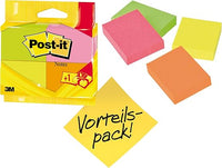 Post-it Notes, Verschiedene Neonfarben, Promotion, 3 Blöcke + 1 GRATIS, 38 mm x 51 mm - Selbstklebende Notizzettel zum Notieren, für To-Do-Listen und als Erinnerung