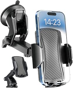 Hoppac Porta Cellulare Auto, Supporto Telefono Auto Universale Ventosa per Cruscotto e Parabrezza, Rotazione 360 Gradi e Rilascio Rapido, per Smartphone 4-7 in