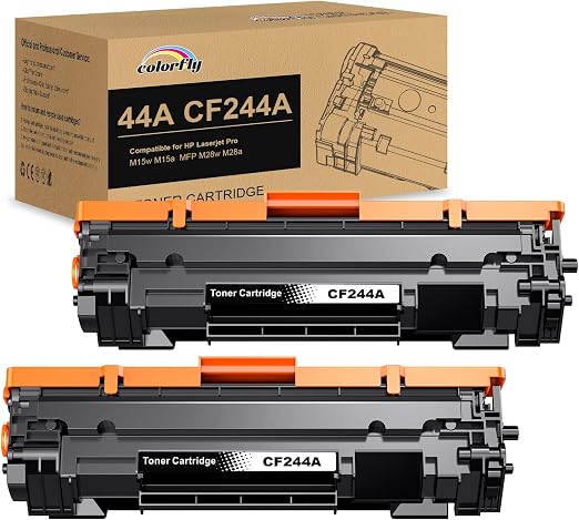 colorfly CF244A 44A Cartuchos de Tóner 44A Compatibles para HP 44A CF244A Tóner para HP LaserJet Pro M15w HP LaserJet Pro M15a, MFP M28a y MFP M28w Impresora (2 Negro)