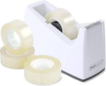 Rapesco 1620 Dispensador de Cinta Adhesiva 300, 4 Rollos de Cinta, Blanco