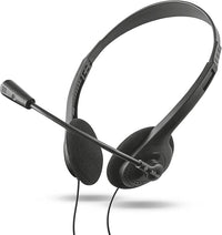 Trust Primo Chat Kopfhörer mit Kabel 3.5 mm, Einstellbares Mikrofon, Leichtes Design, Y-Adapter, 1,8 m Kabel mit Lautstärkeregler, Kabelgebundenes PC Headset für Mac Office Skype Teams, Schwarz